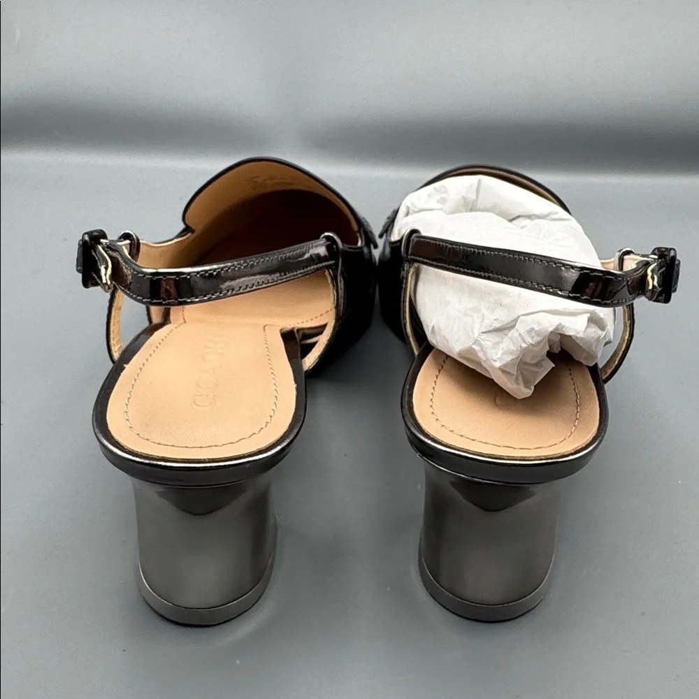 Coach Metallic Anthracite Slingback Heels - Picture 3 of 4